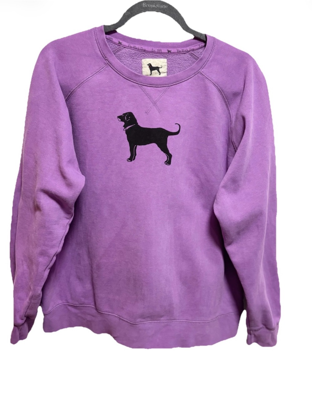 The Black Dog Purple Crewneck Sweatshirt with Black Dog Logo